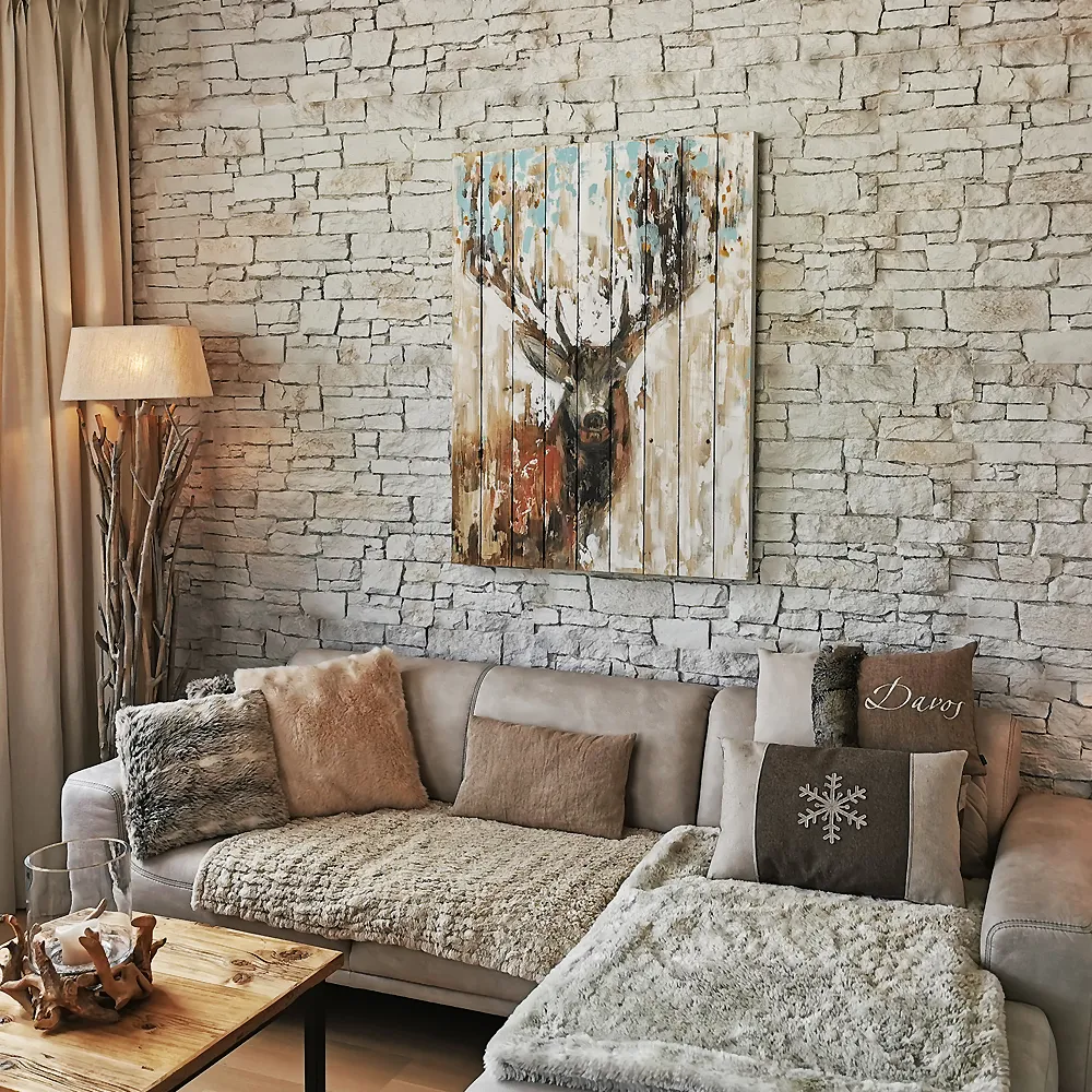 Wohnzimmer mit Steinwand Nepal PR425
