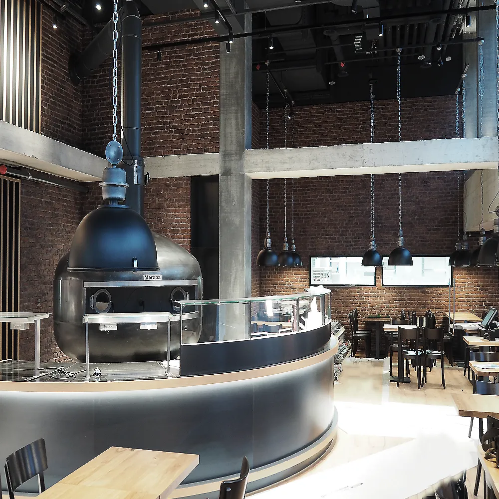 Gastrobau am Airport Zürich mit Kunststeinpaneelen